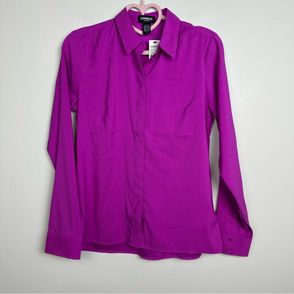 Express Portofino NWT Women's Vibrant Purple Button-Down Shirt Size XS